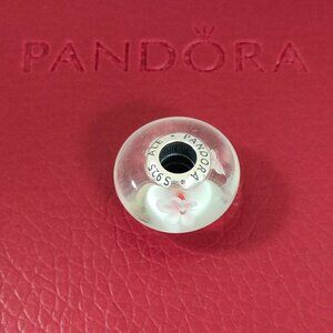 Pandora Pink Cherry Blossom Murano Glass Charm Bead with box